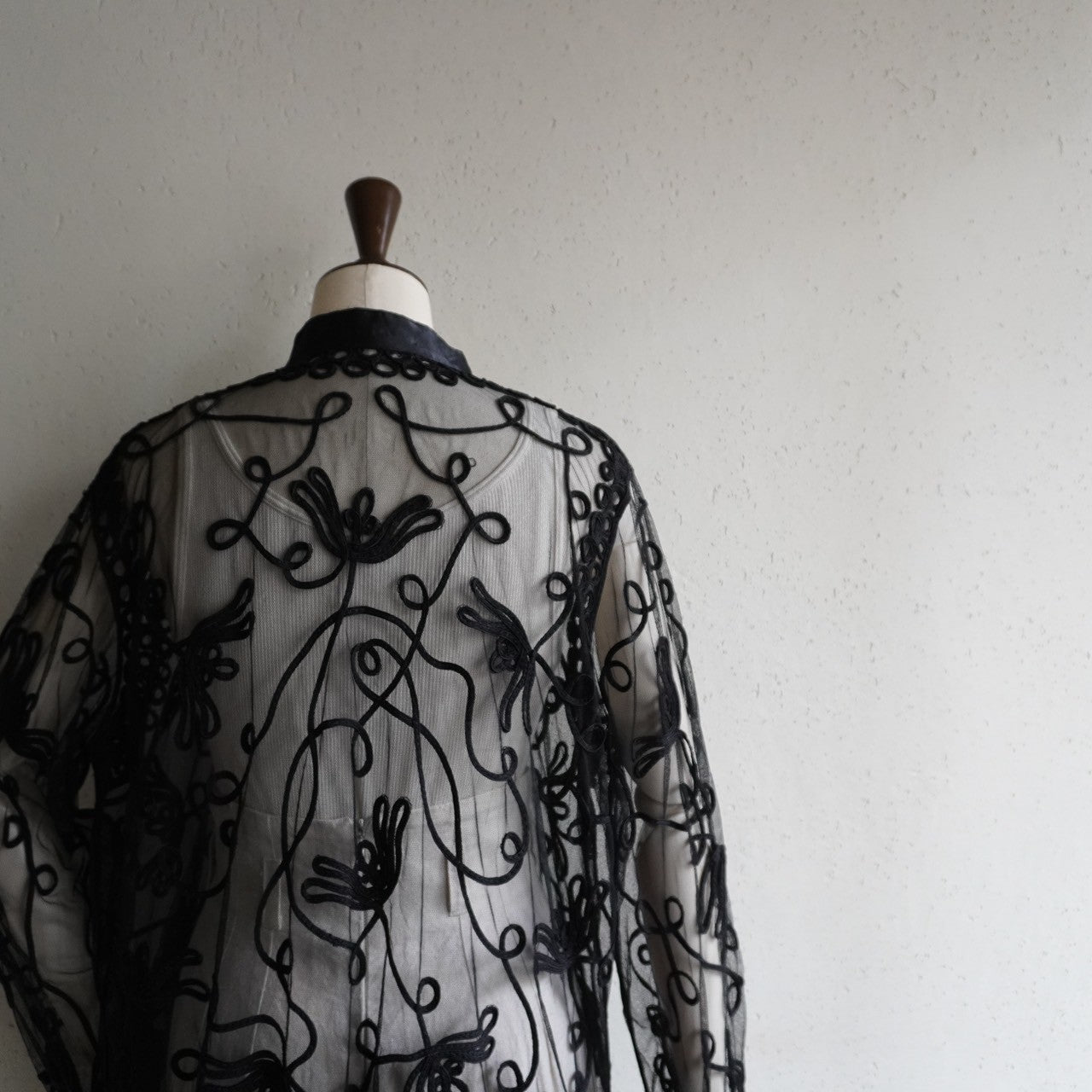 90s Black Cord Lace Blouse