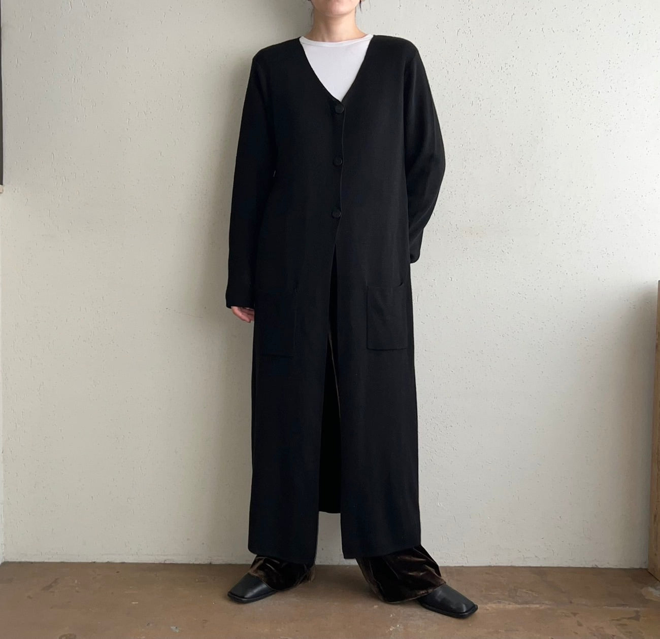 90s Black Long Cardigan