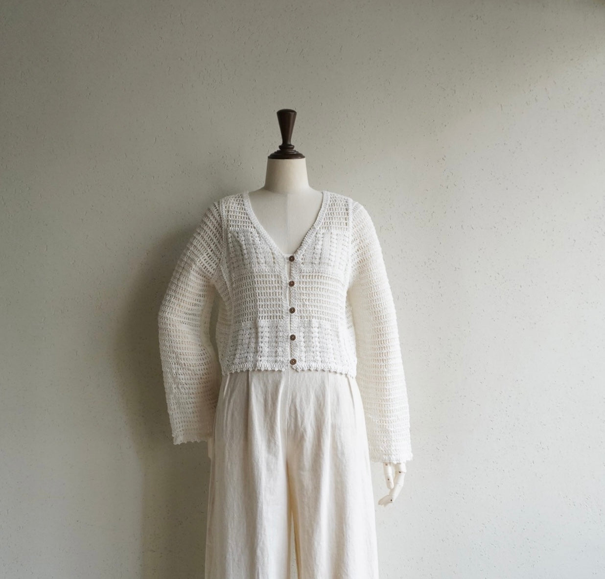 90s White Crochet Cardigan