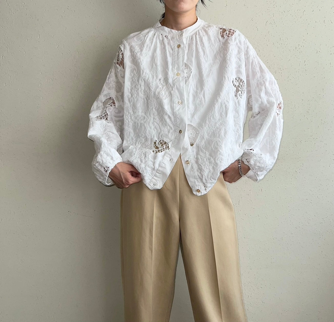 White Cut Lace Blouse