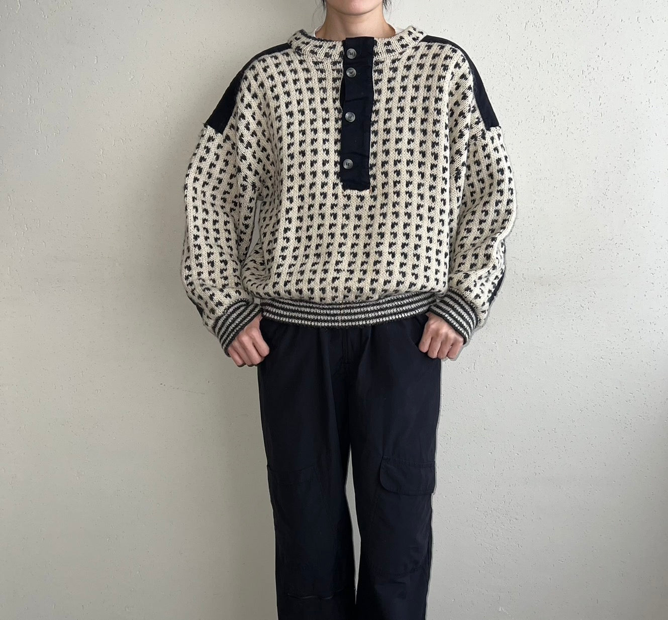 80s Black x White Knit Made in Norway