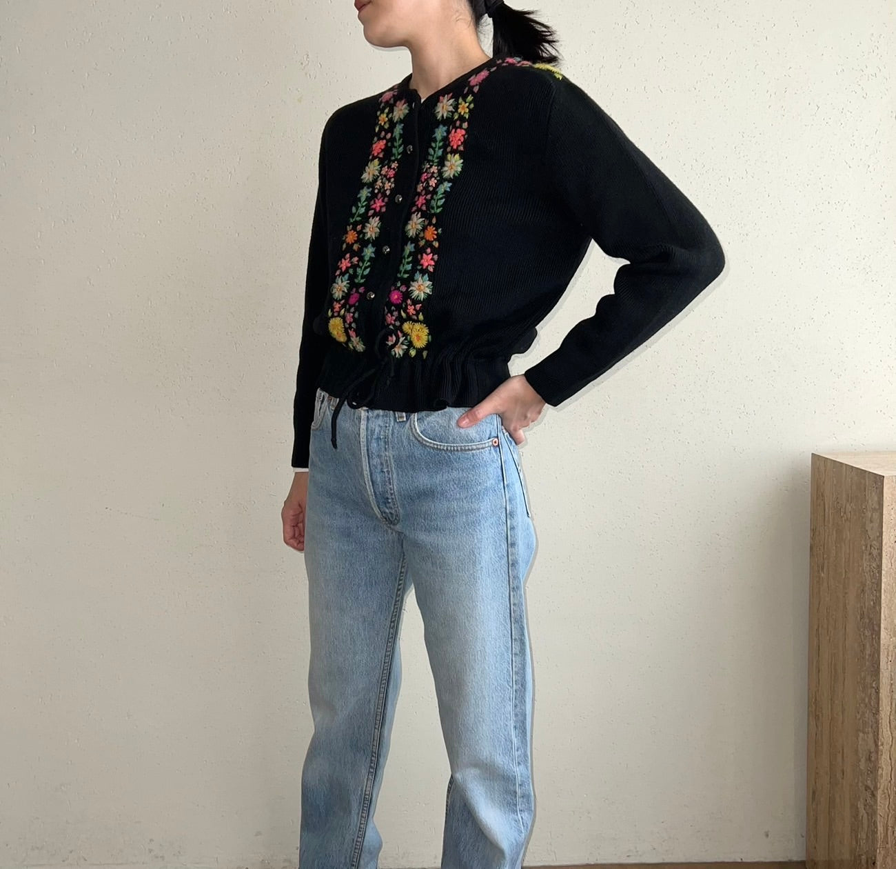 80s Embroidery Knit Cardigan