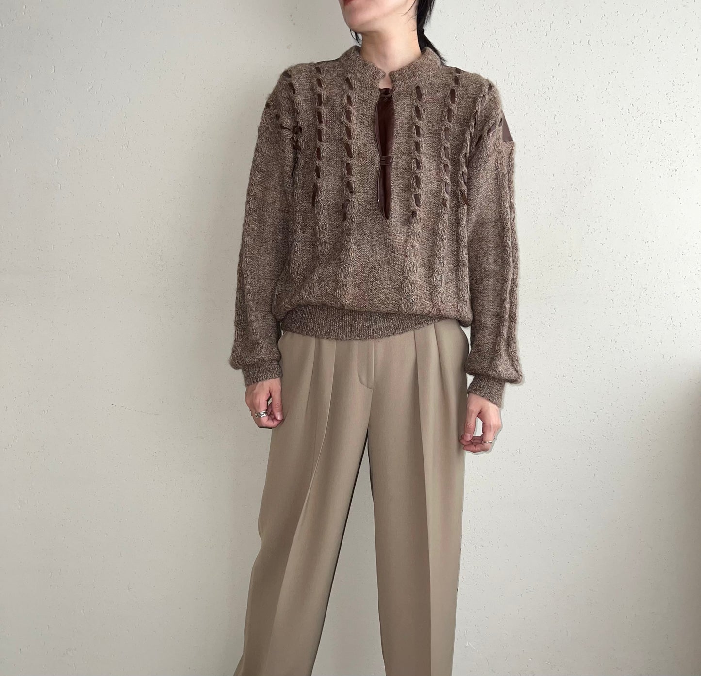 80s Leather Design Knit