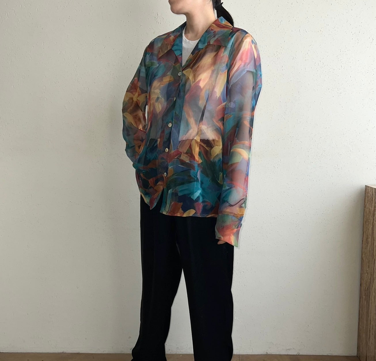 90s Printed Sheer Shirt Made in USA