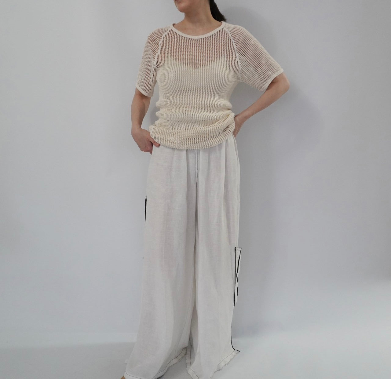 90s Linen Wide Pants