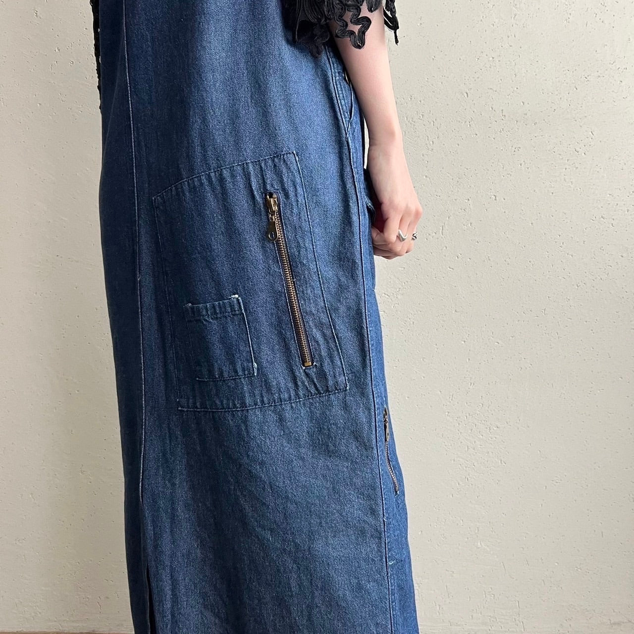 90s Denim Jumper Dress Made in USA