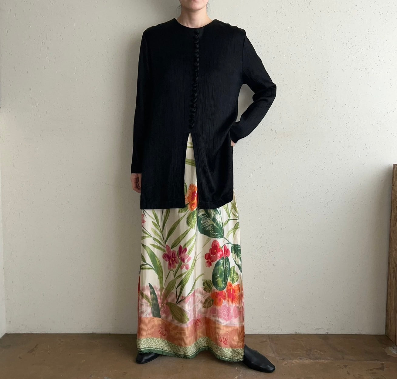 90s Black Design Blouse