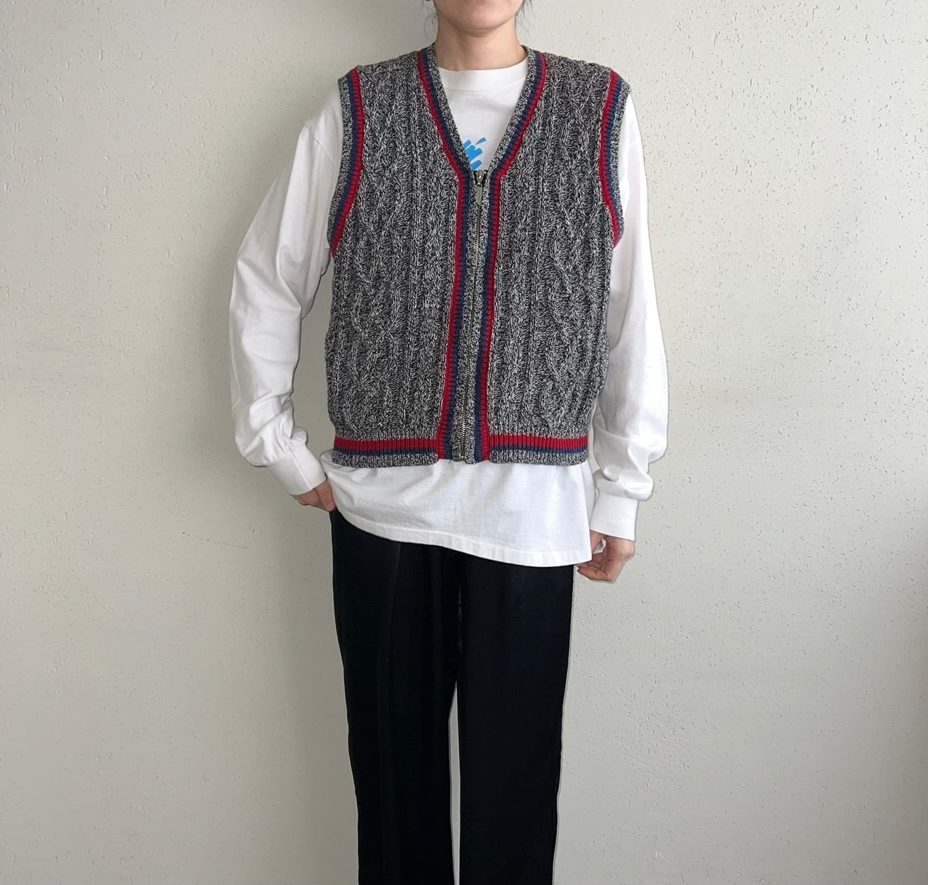 90s Zipped Cotton Knit Vest