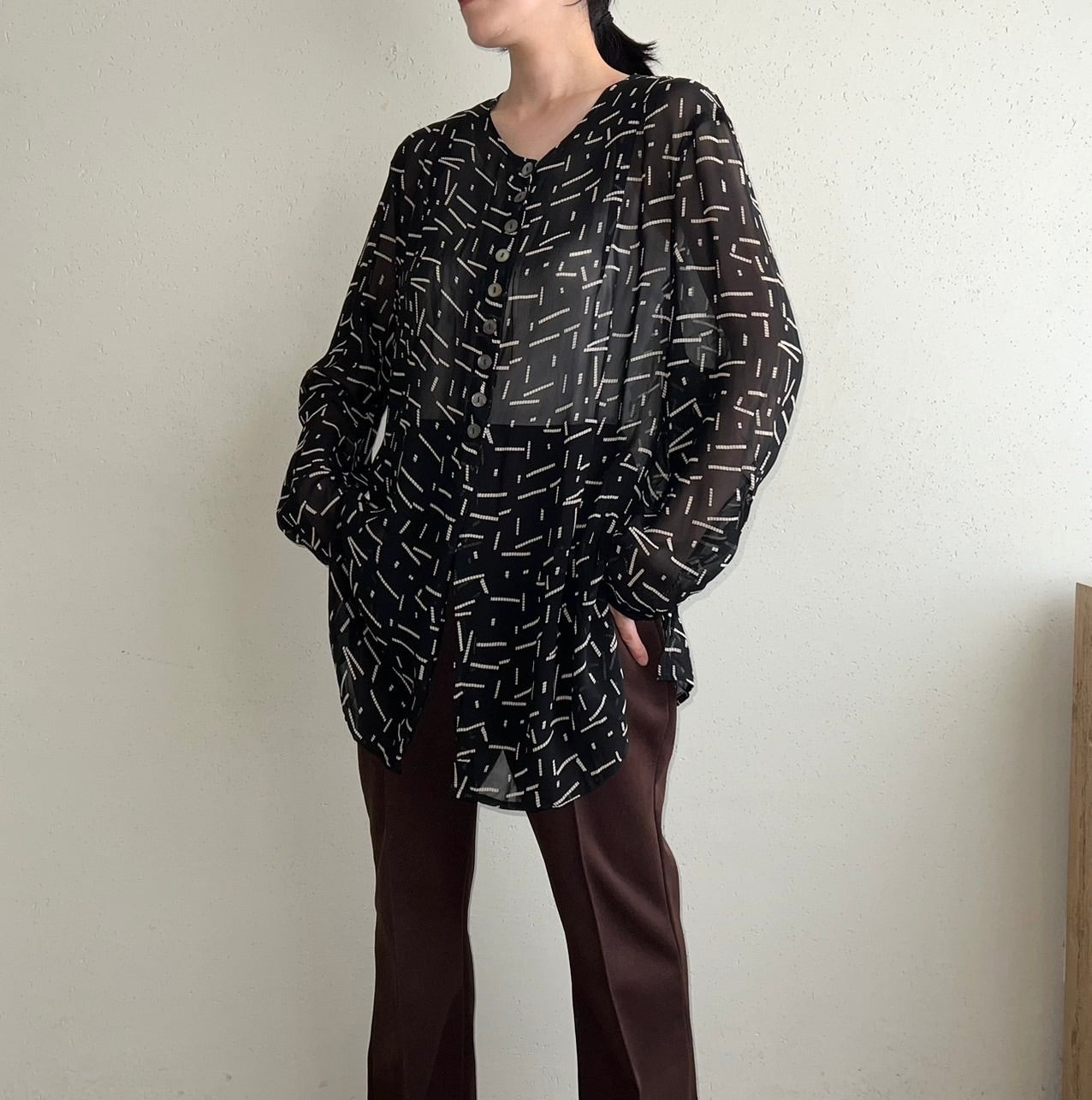 90s EURO Sheer Printed Shirt Dead Stock