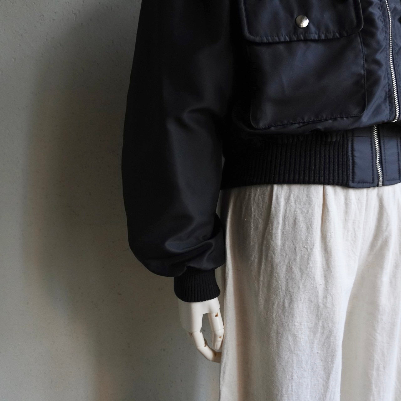 90s Nylon×Leather Jacket Made in USA