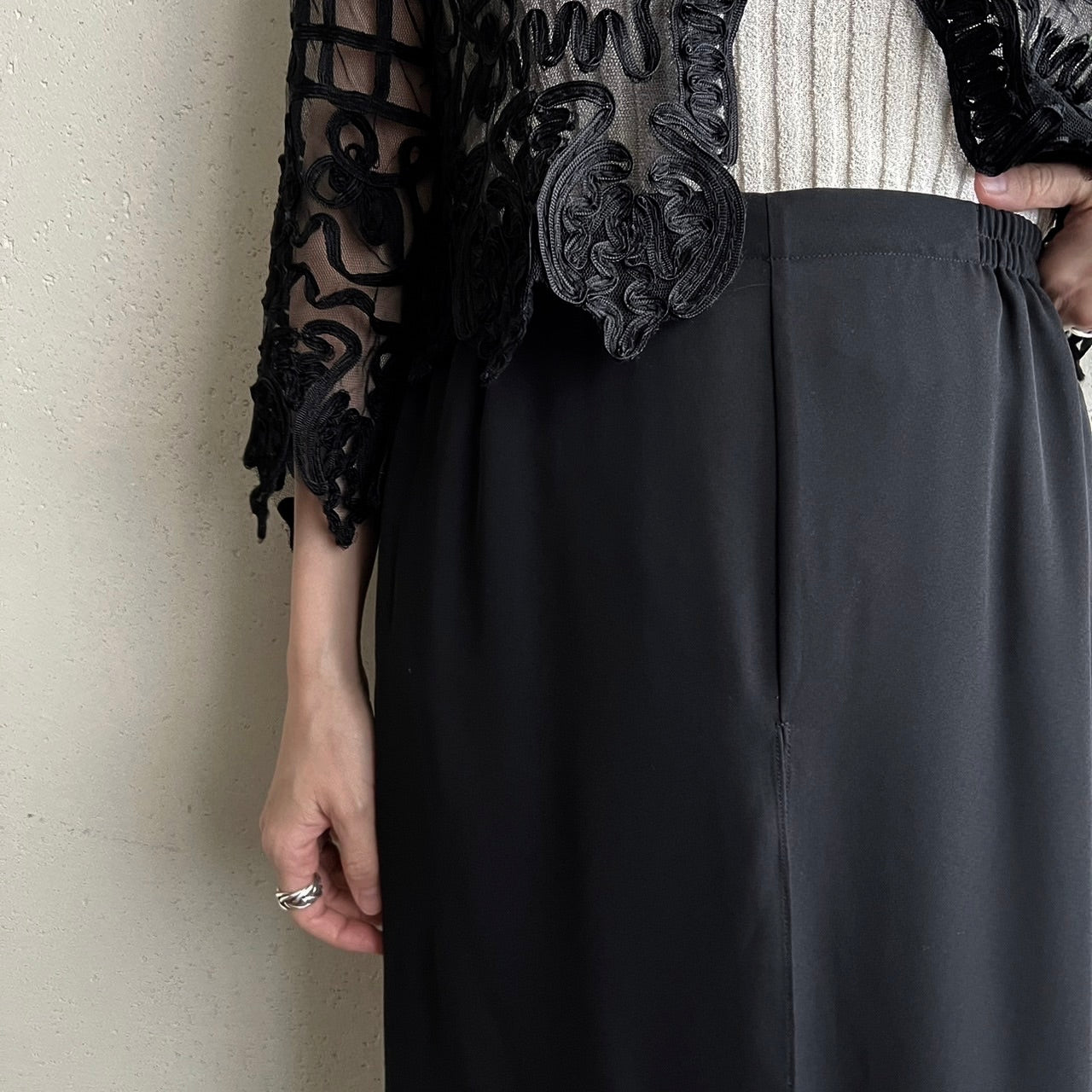 90s Slit Design Wide Pants