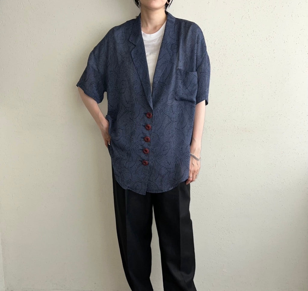 90s Sheer Printed Shirt Jacket