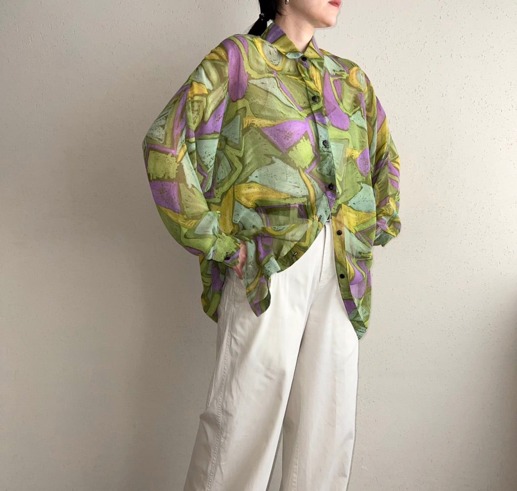 90s Sheer Printed Shirt