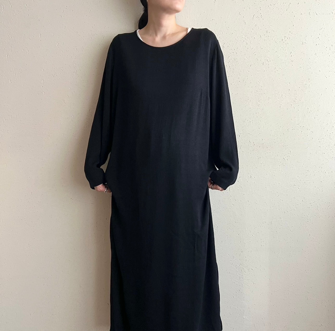 90s Rayon Black Dress Made in USA