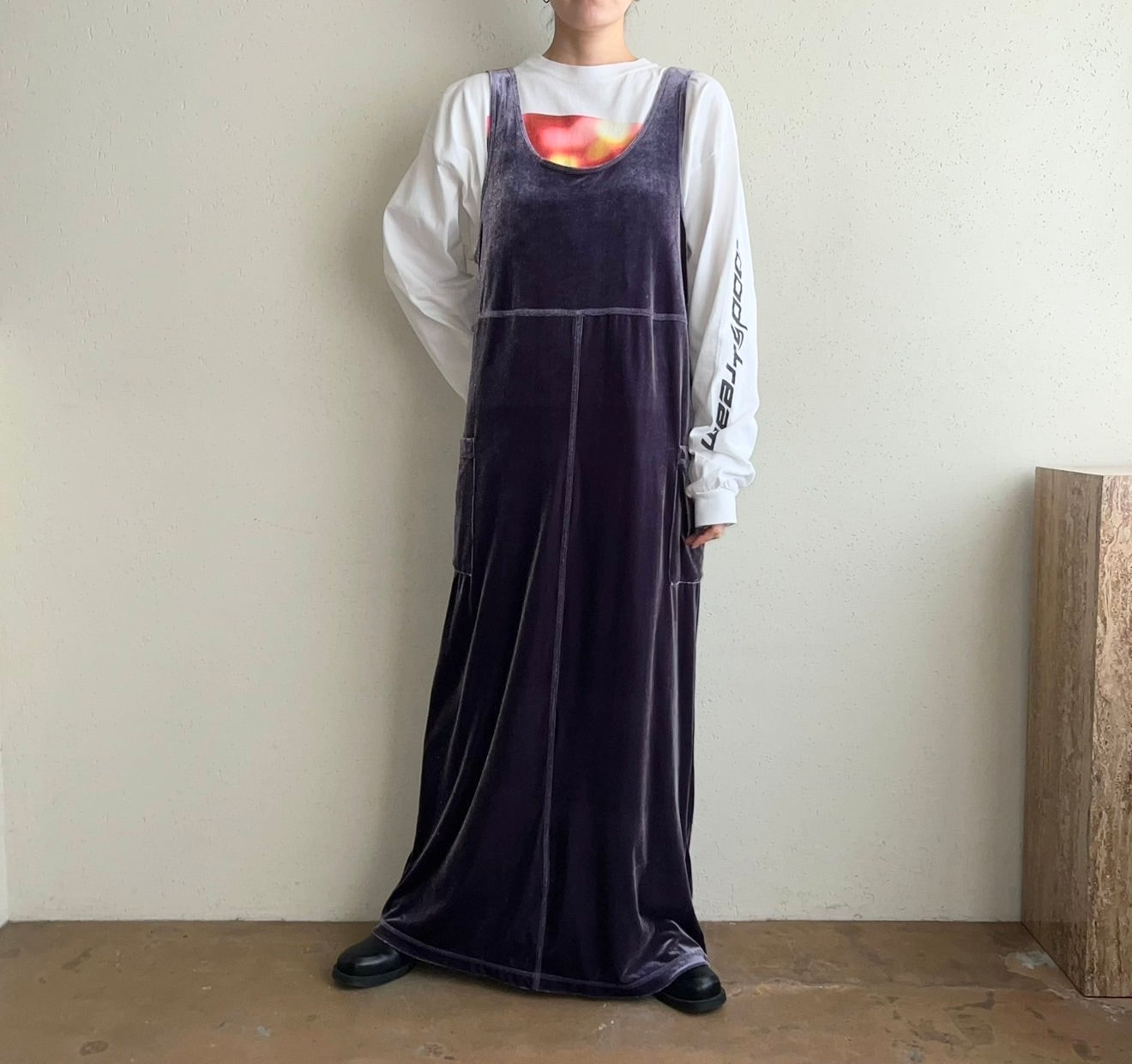 90s Velor Maxi Dress Made in USA Dead Stock