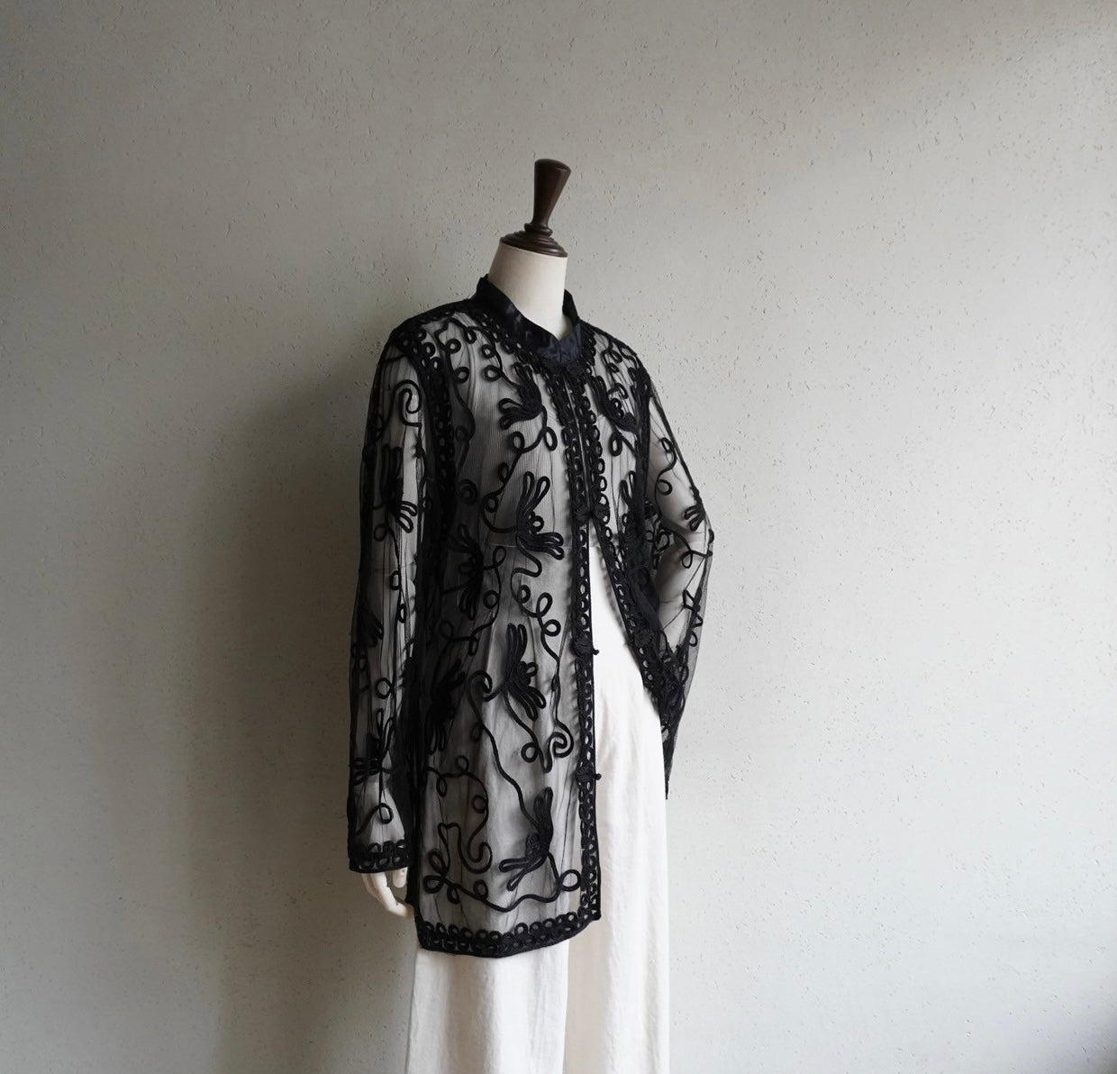 90s Black Cord Lace Blouse