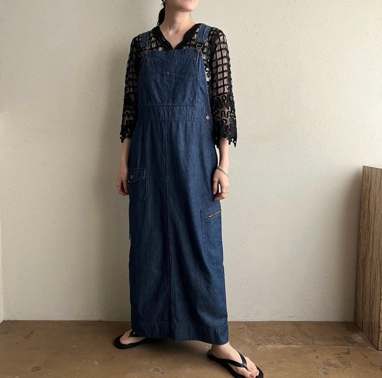 90s Denim Jumper Dress Made in USA