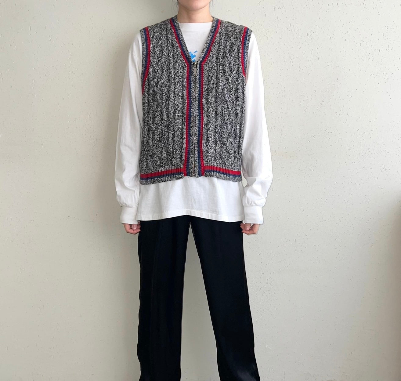 90s Zipped Cotton Knit Vest