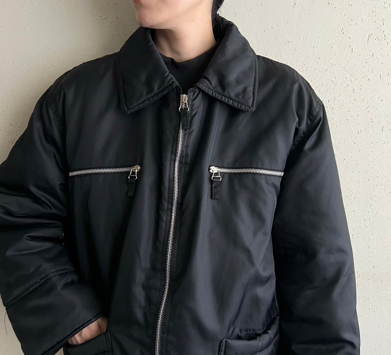 90s Black Nylon Jacket Made in Italy