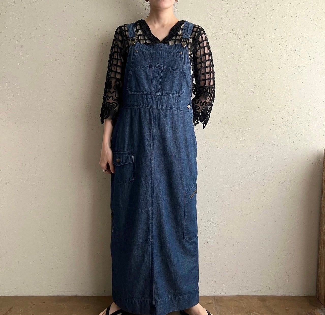 90s Denim Jumper Dress Made in USA