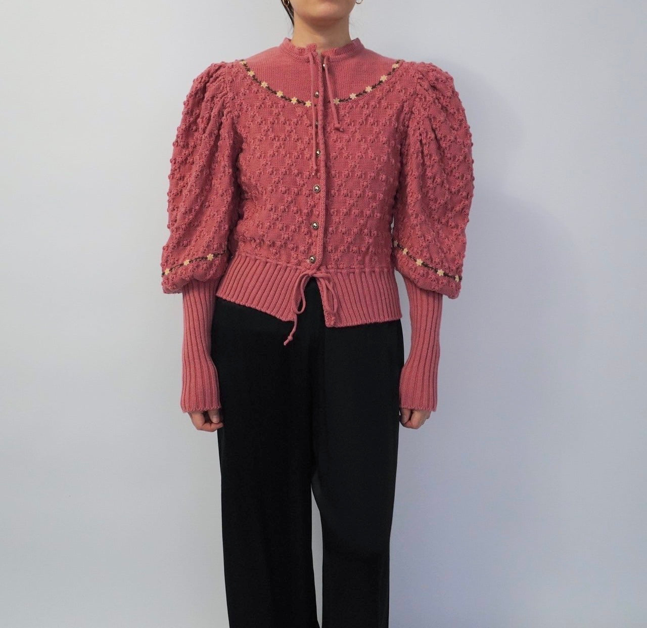 80s Embroidery Knit Cardigan