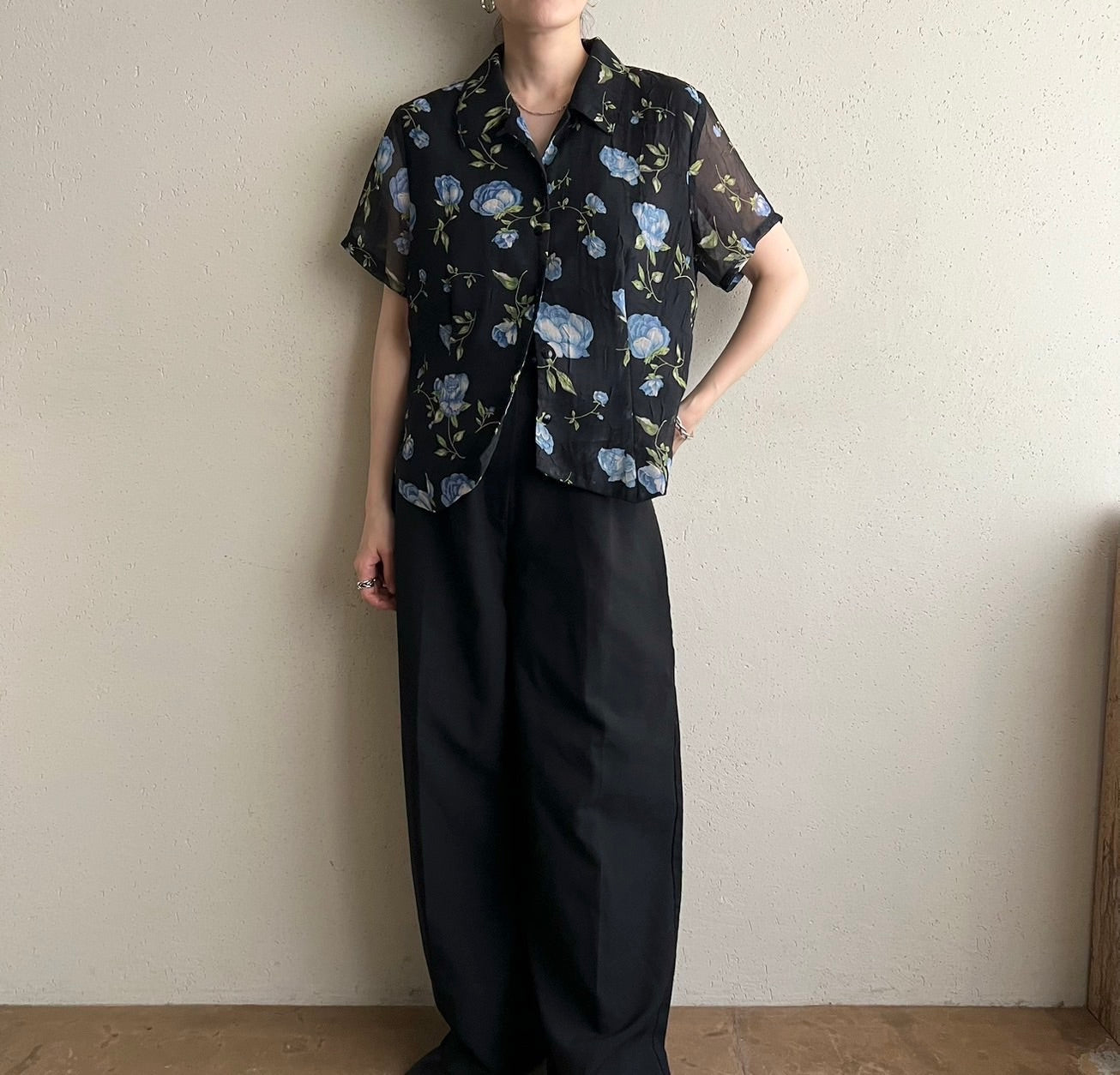 90s Printed Sheer Shirt