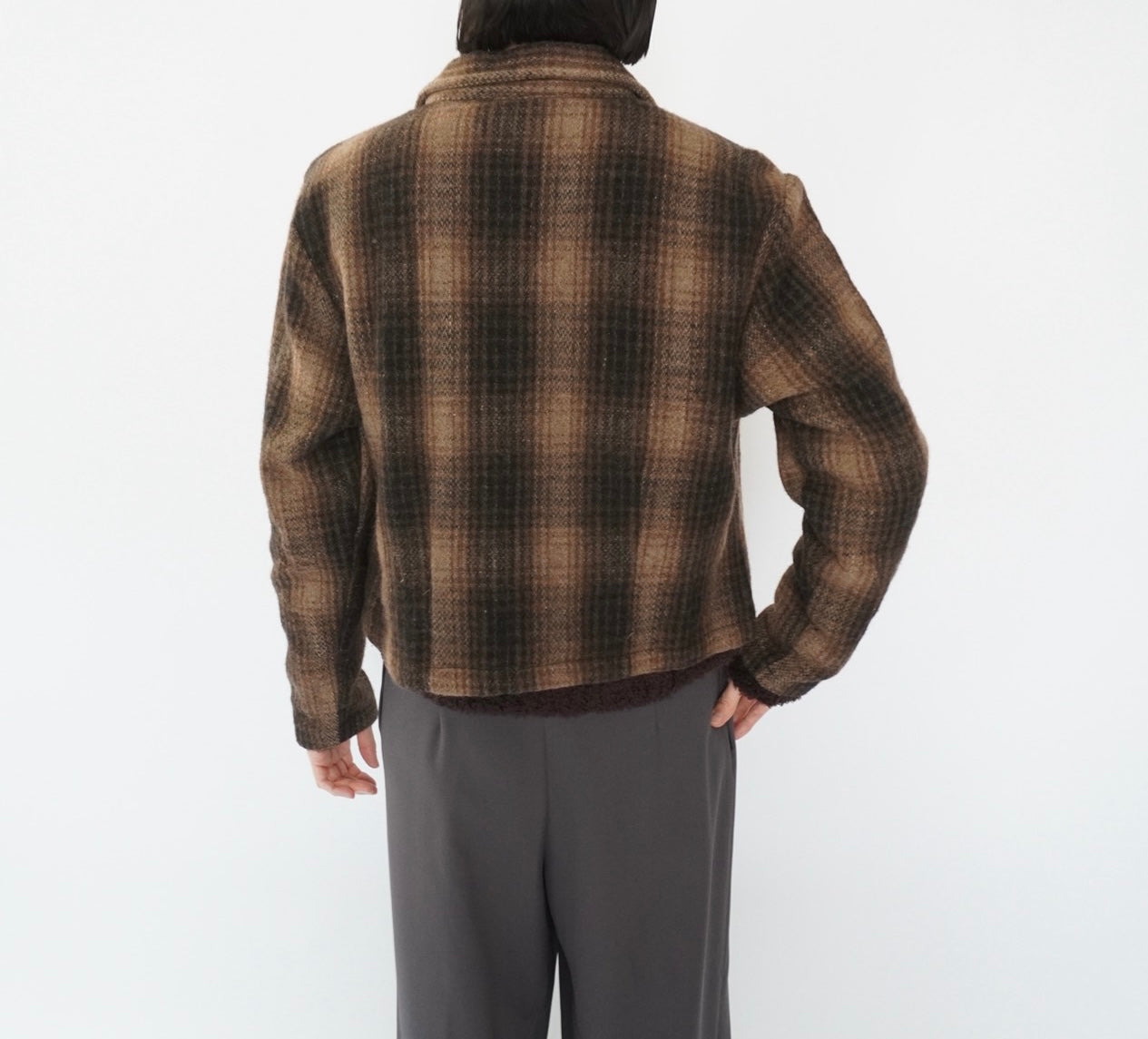 90s Wool Shadow Plaid Jacket