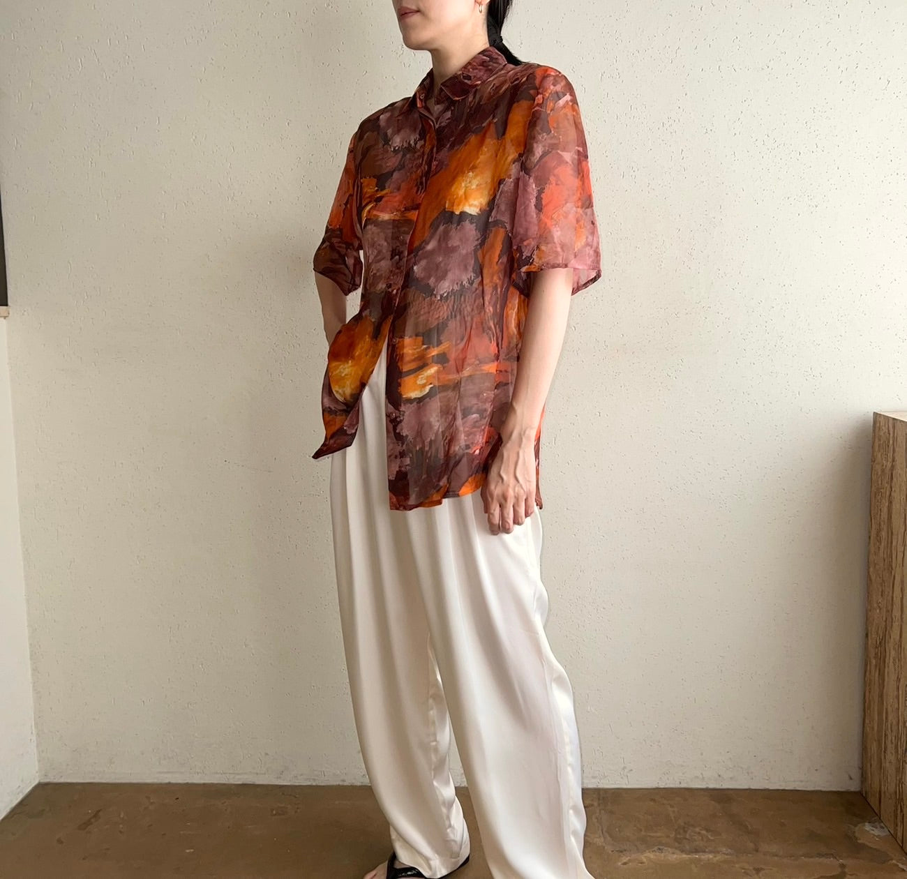 90s Printed Sheer Shirt