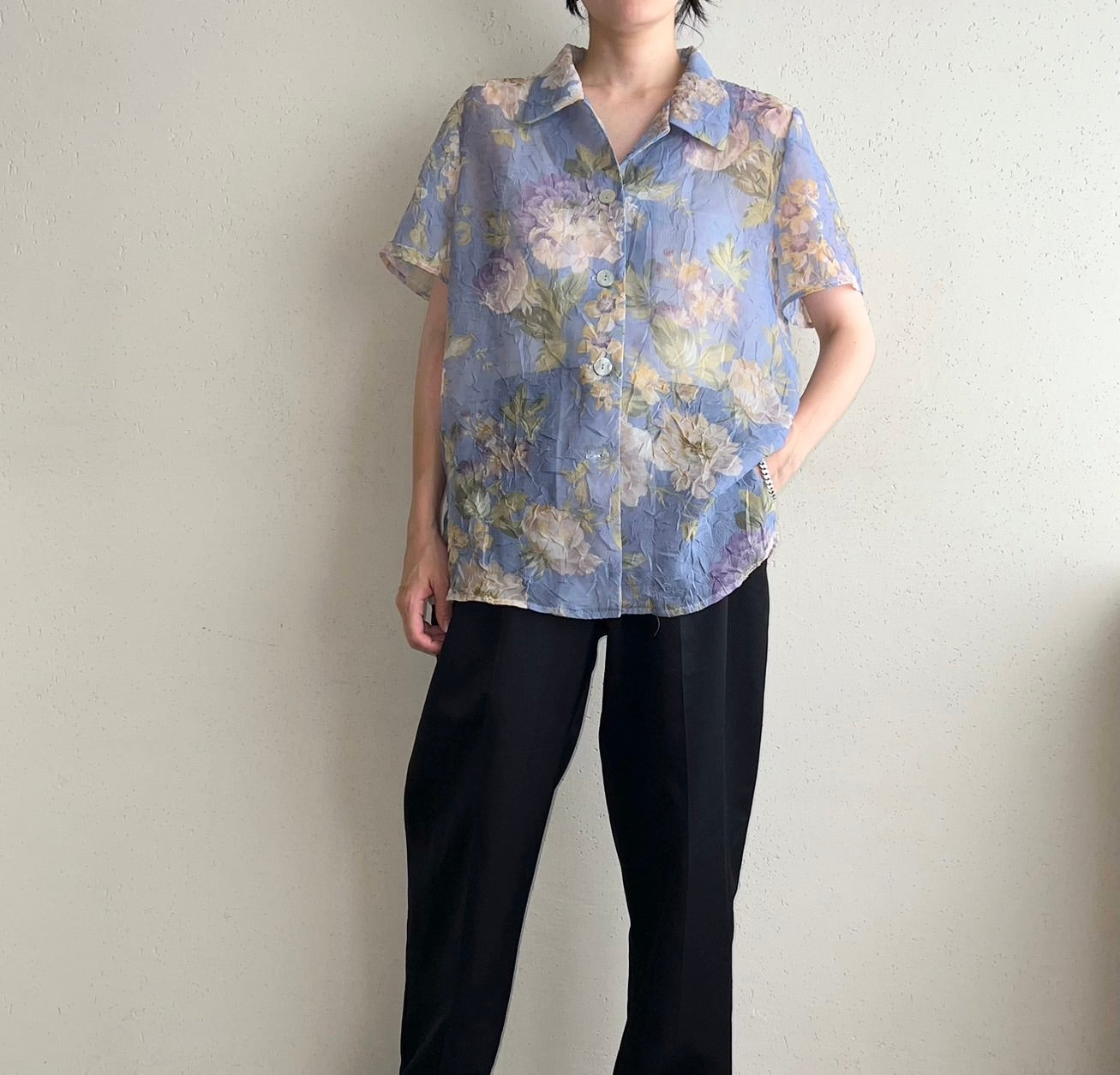 90s Printed Sheer Shirt