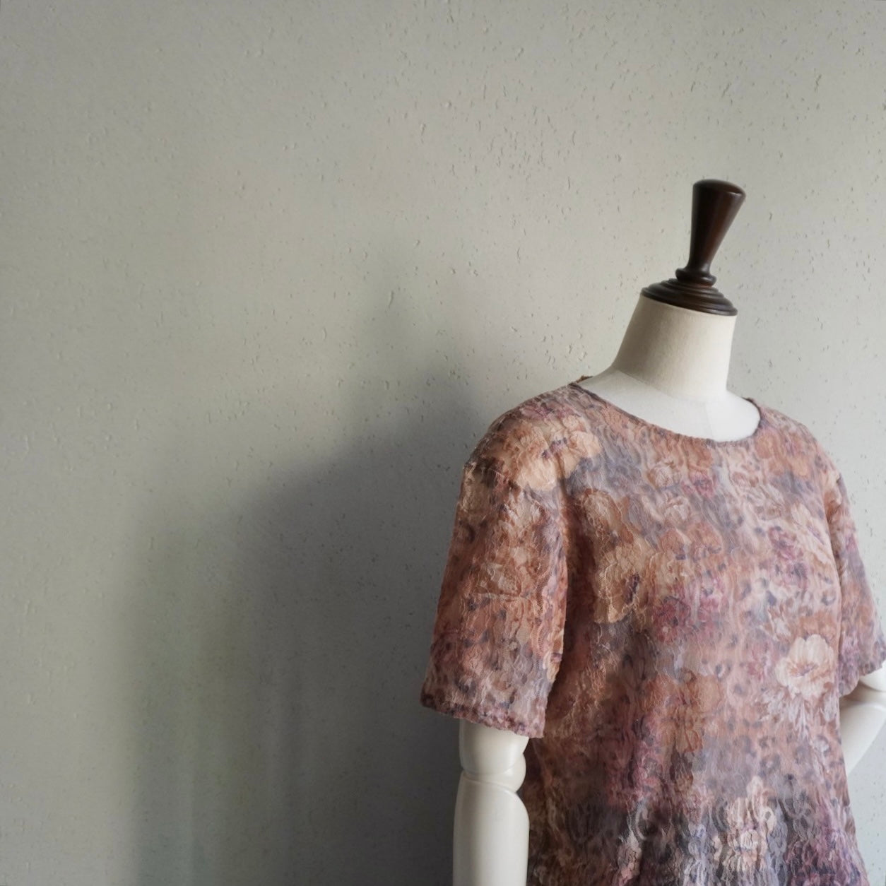 90s Lace Design Sheer Top