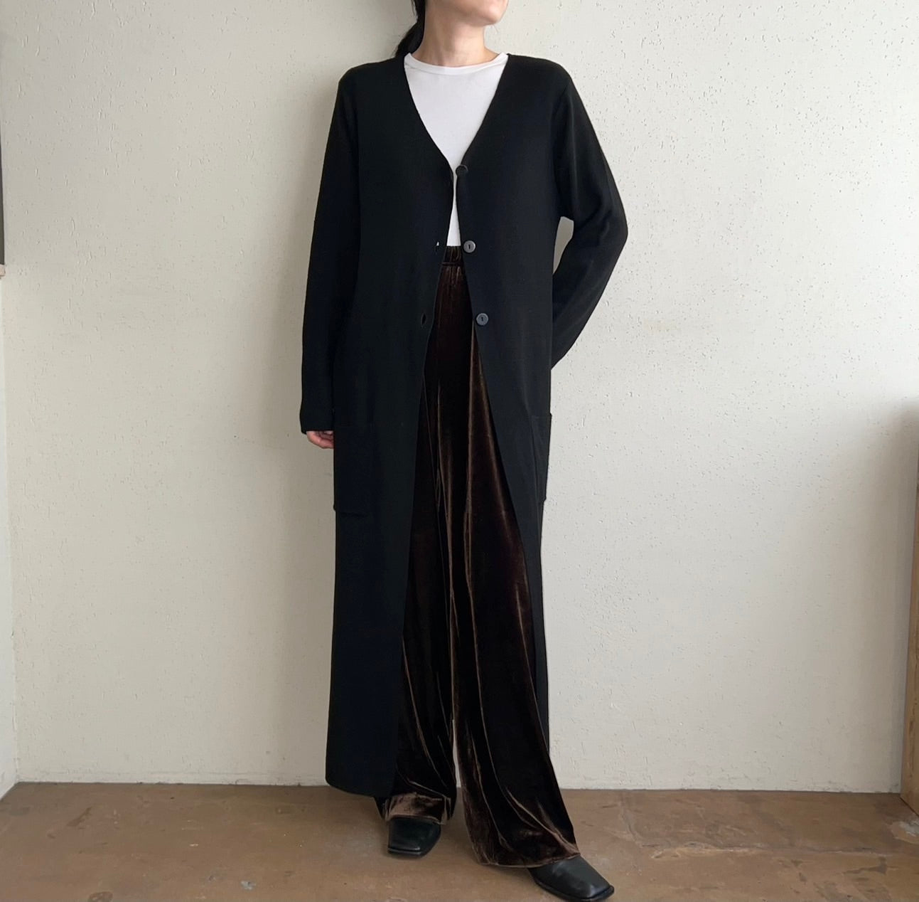 90s Black Long Cardigan