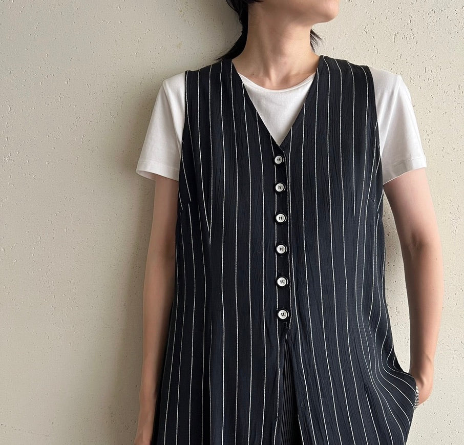 90s Striped Long Vest,Dress