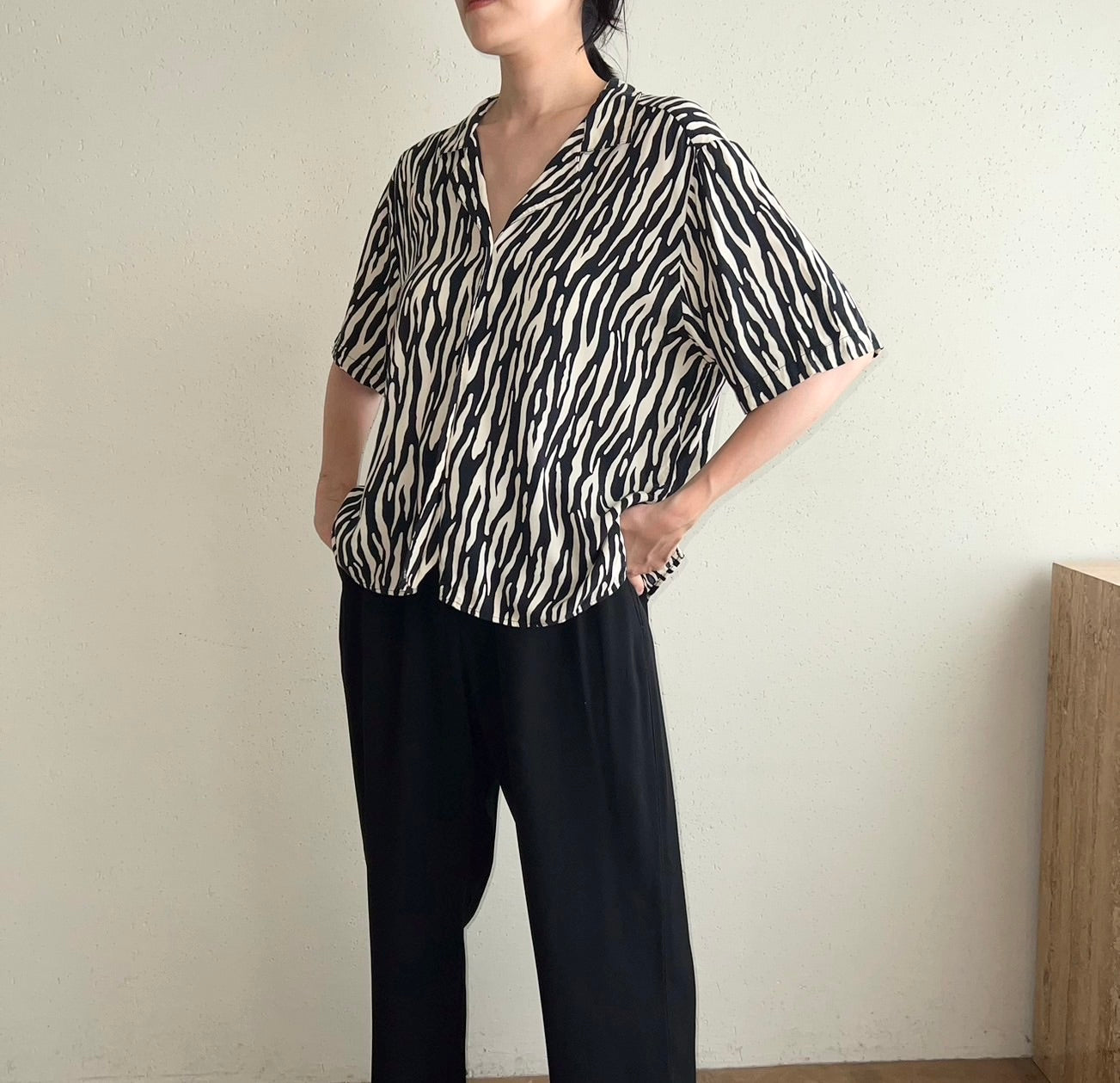 90s Rayon Pattern Printed Shirt