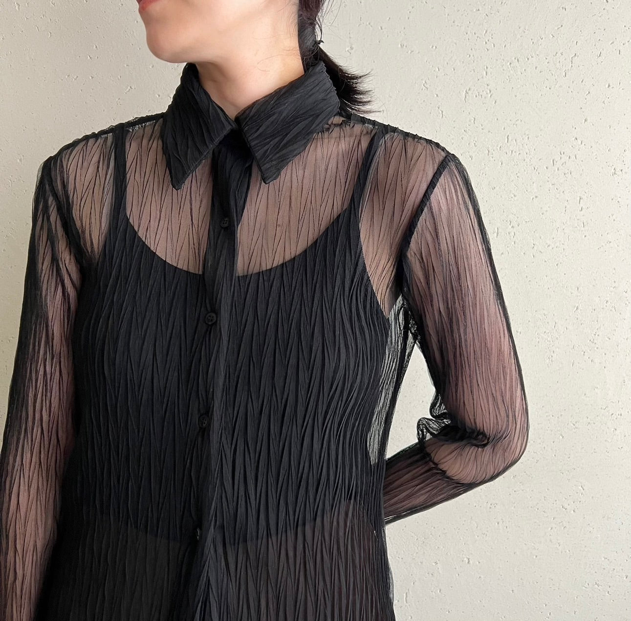 90s Black Sheer Shirt