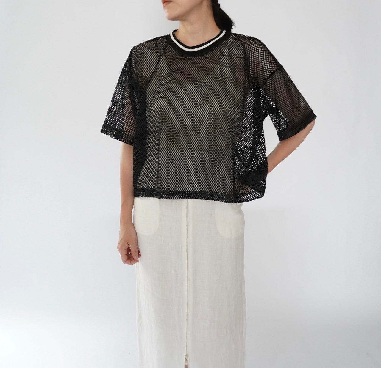 90s Black Mesh Top Made in USA