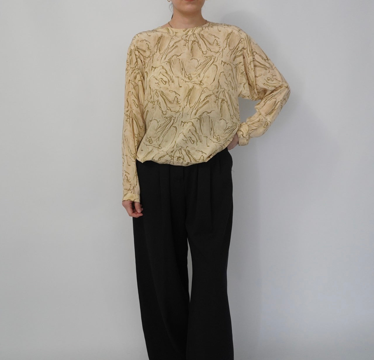 80s Silk Pattern Blouse