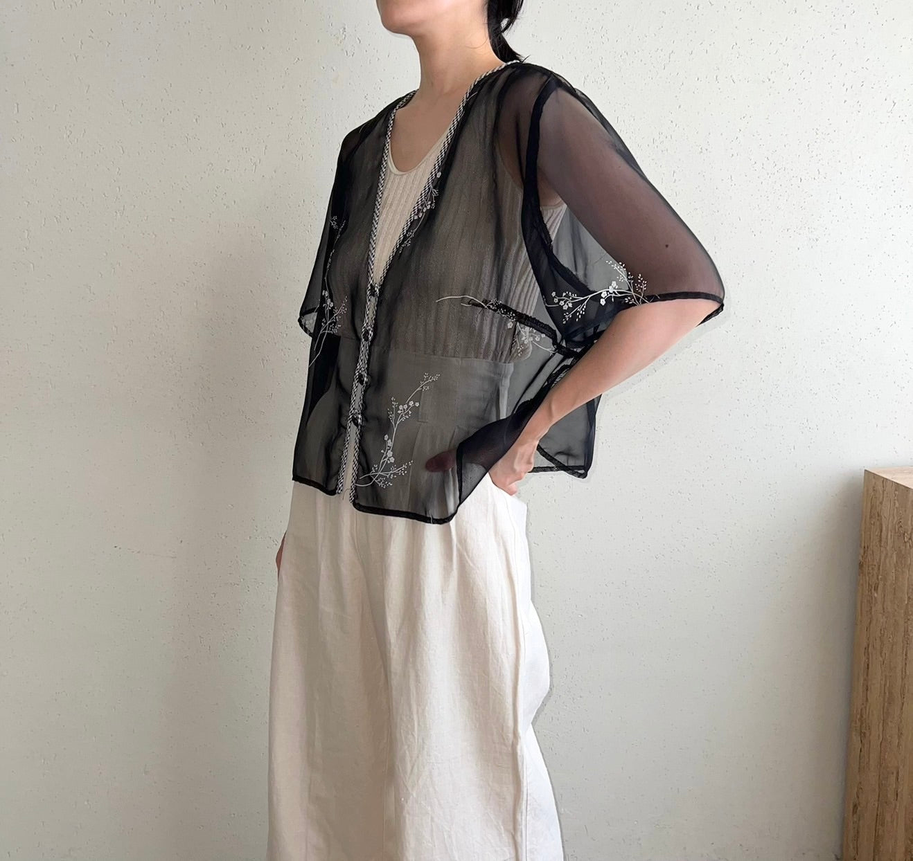 90s Sheer Printed Blouse Made in USA