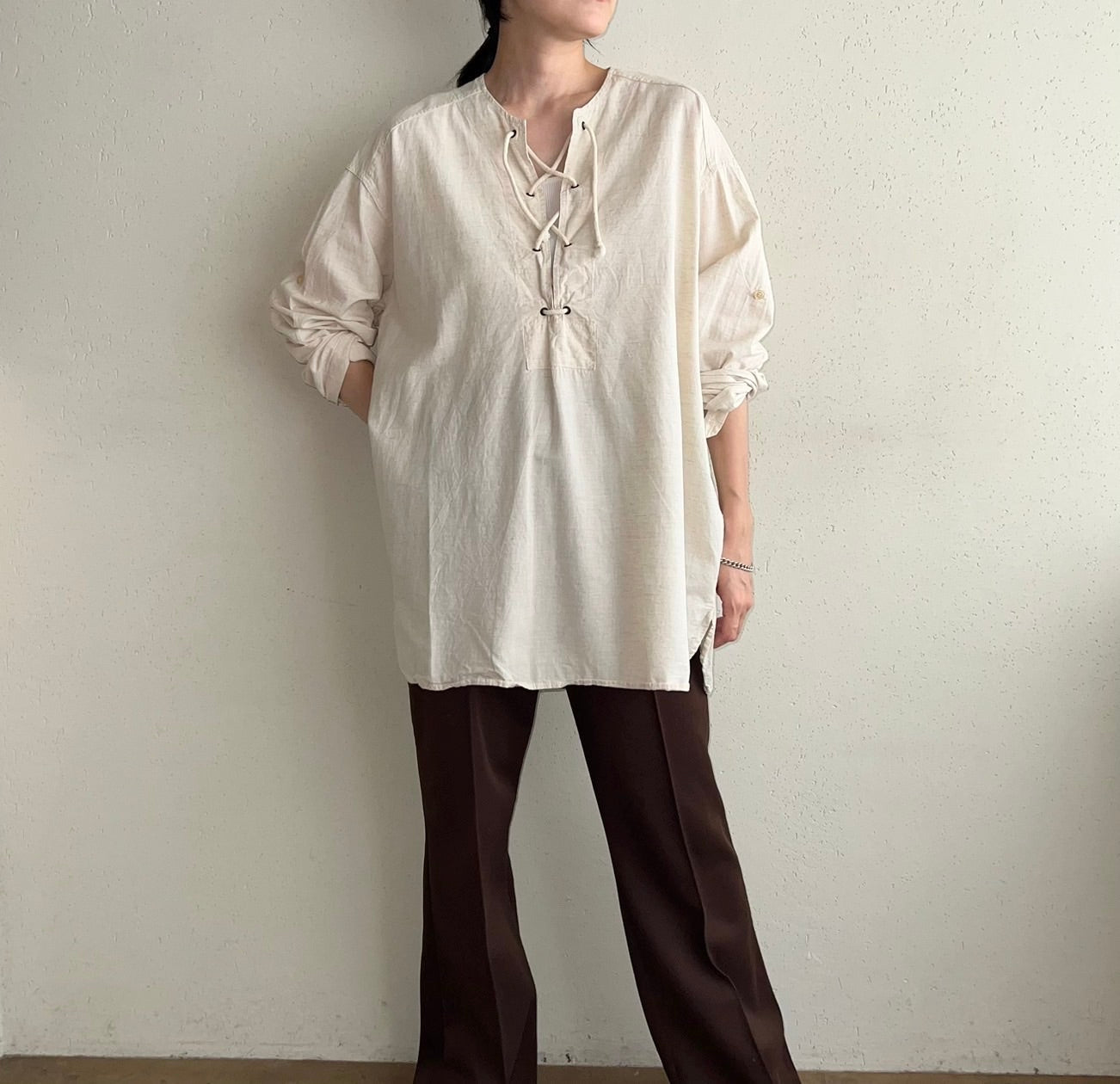 90s Lace Up Top Made in Italy