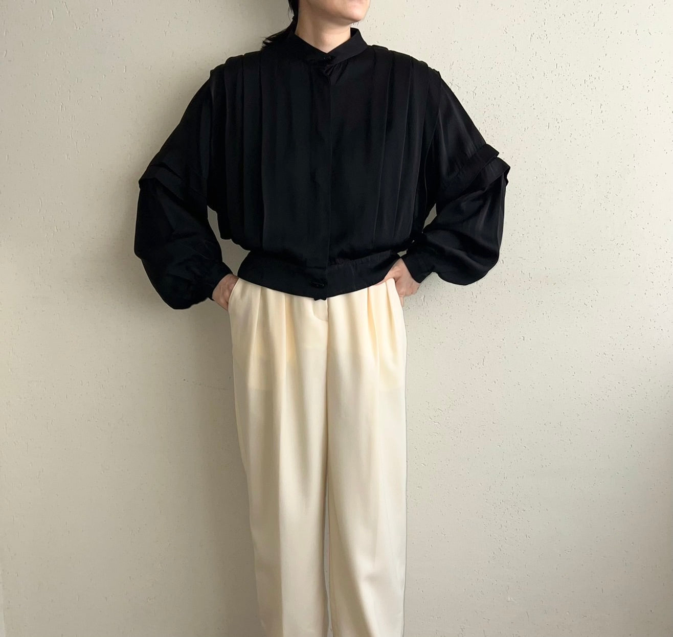 80s EURO Pleated Jacket Blouse