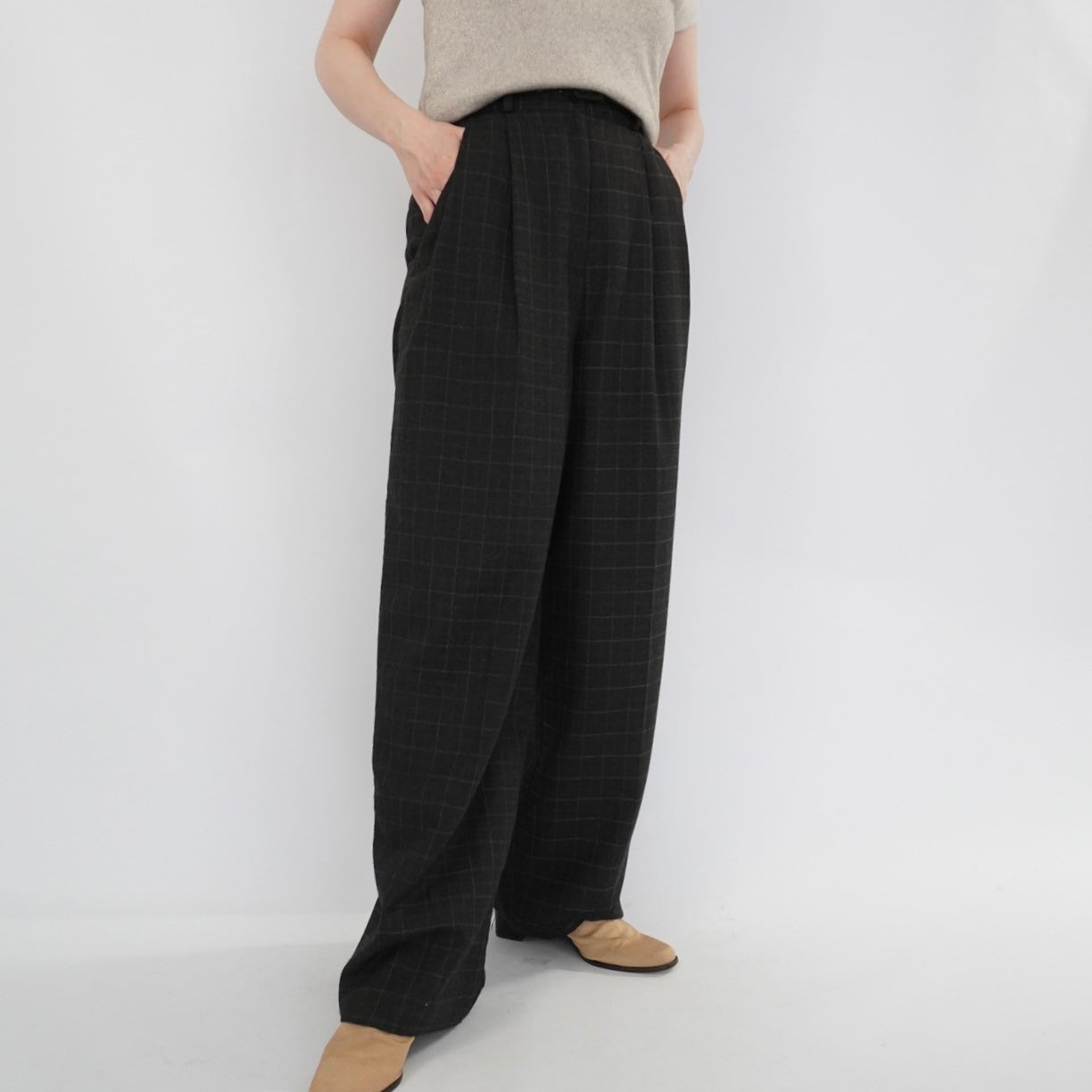 90s Plaid Wide Pants