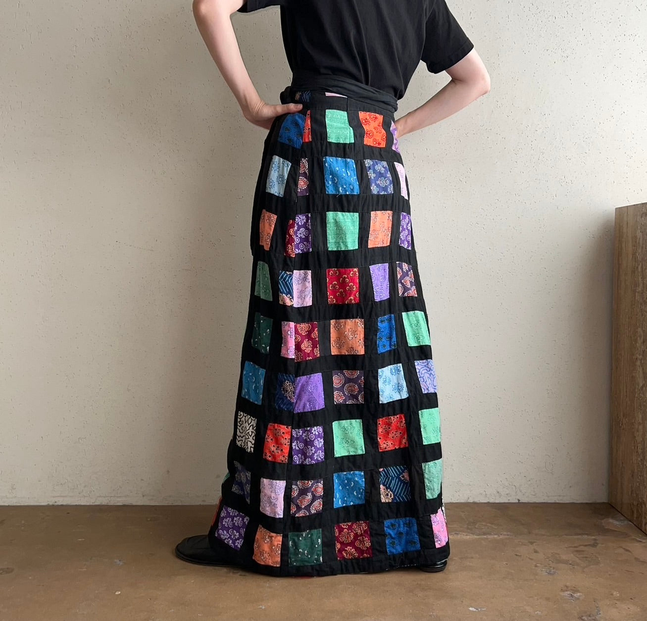 70s Patchwork Wrap Skirt