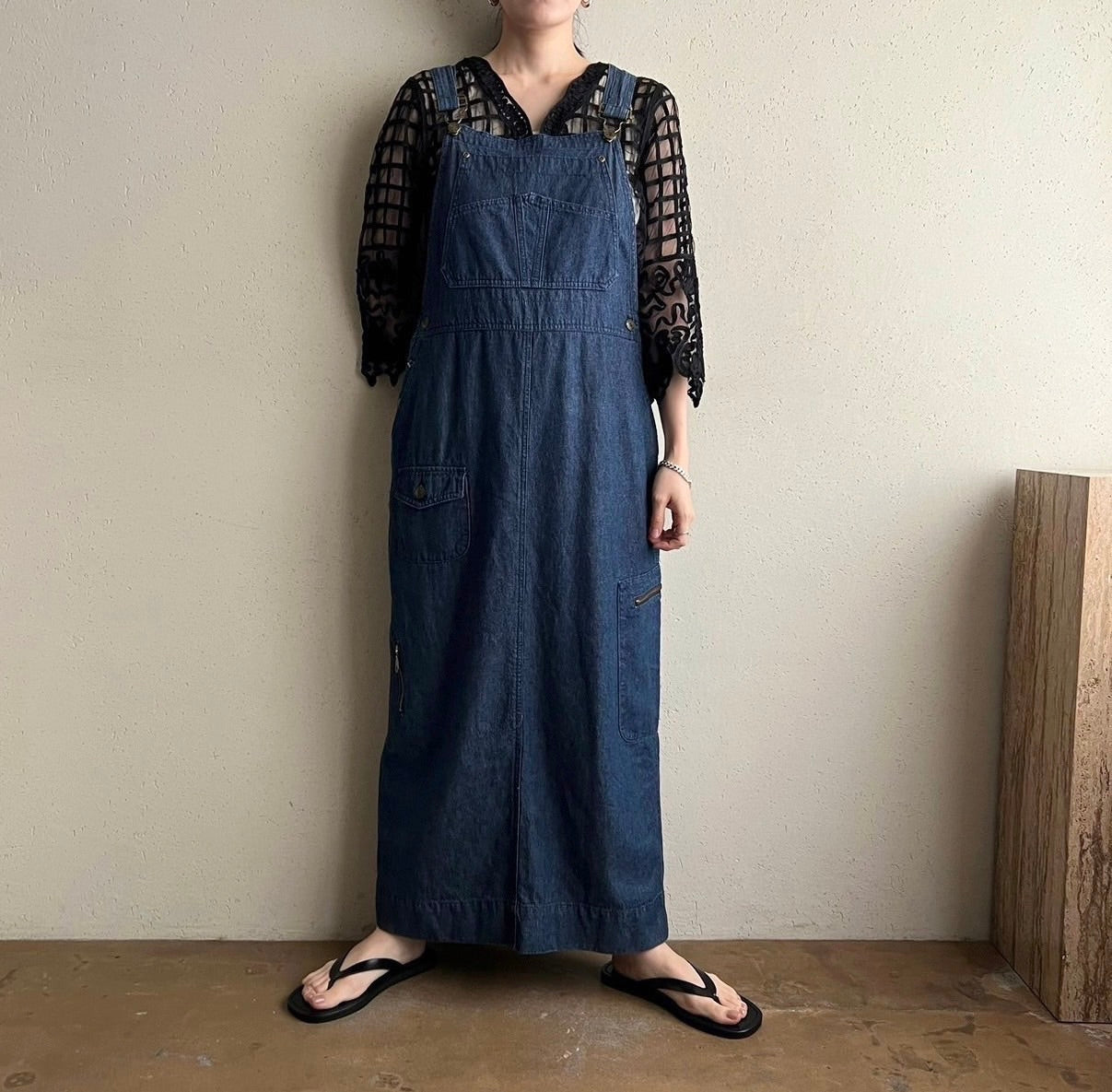 90s Denim Jumper Dress Made in USA