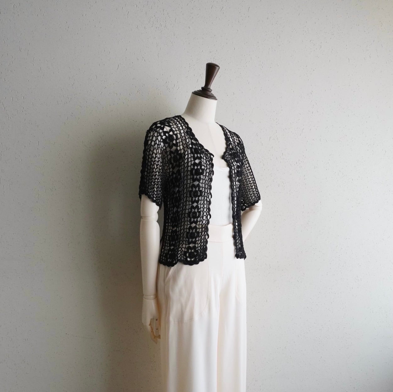 90s Black Crochet Top