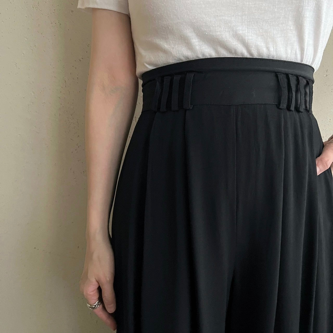 80s Black Wide Pants Made in USA