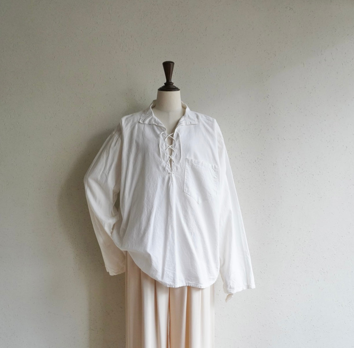 80s Lace up Shirt Made in Greece