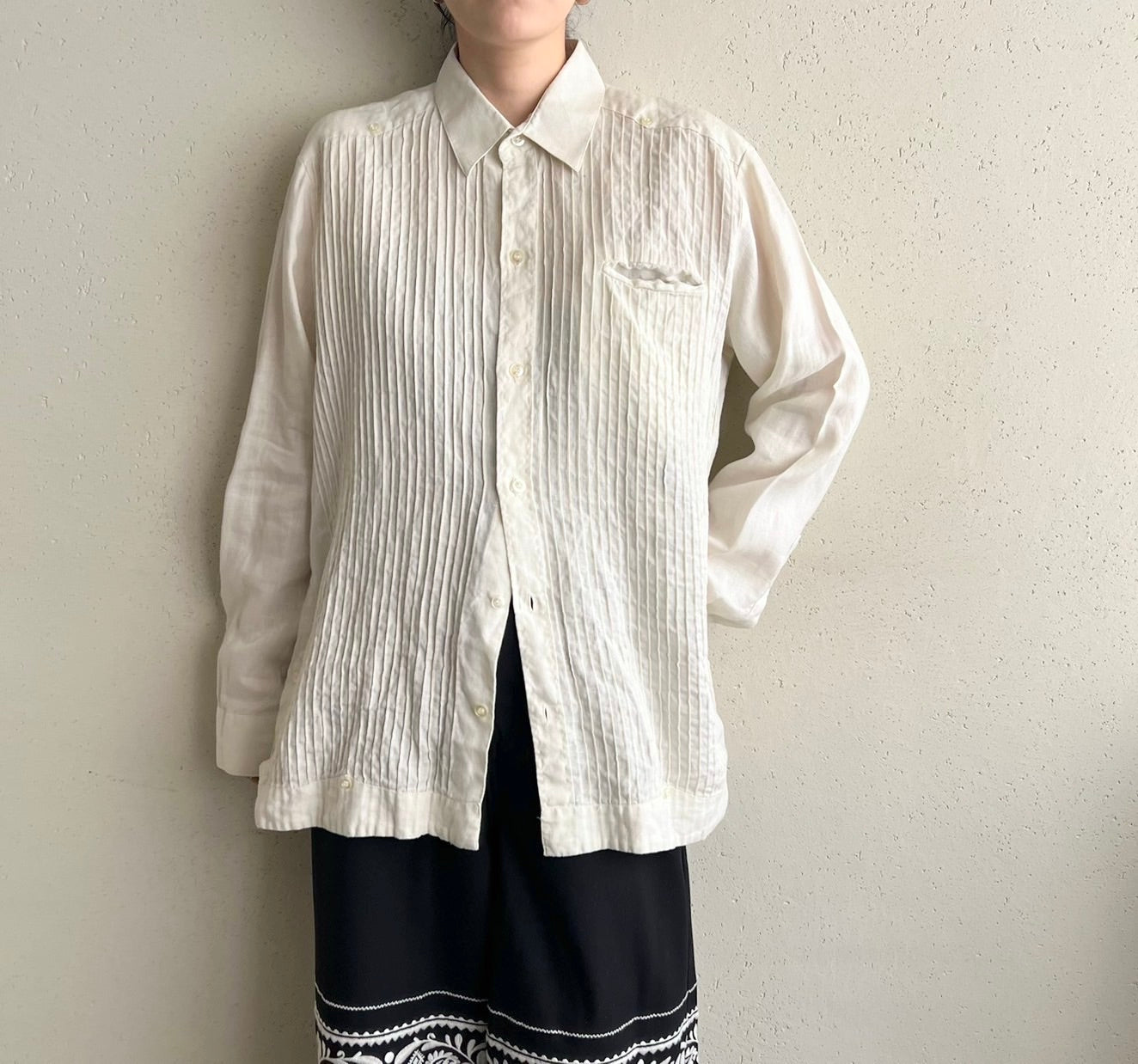 90s Pleated Design Shirt