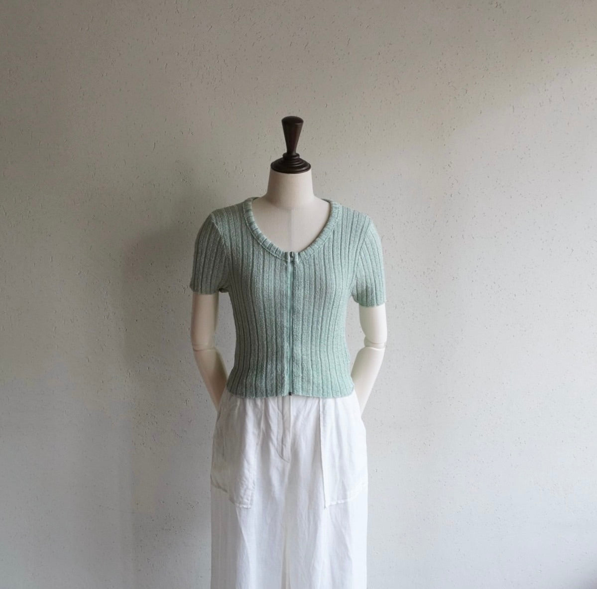 80s Ribbed Zip Top