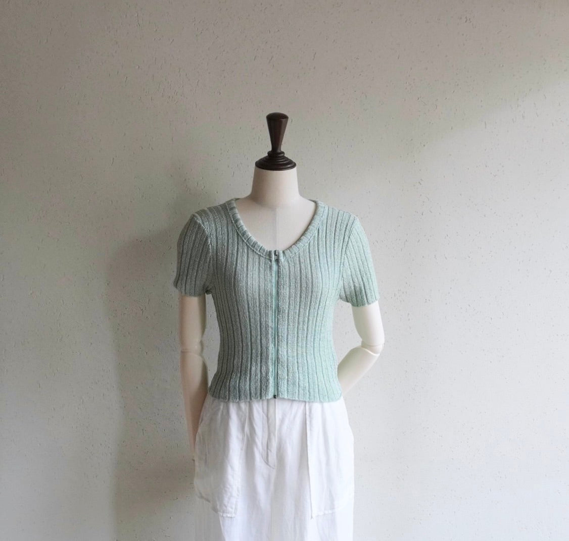 80s Ribbed Zip Top