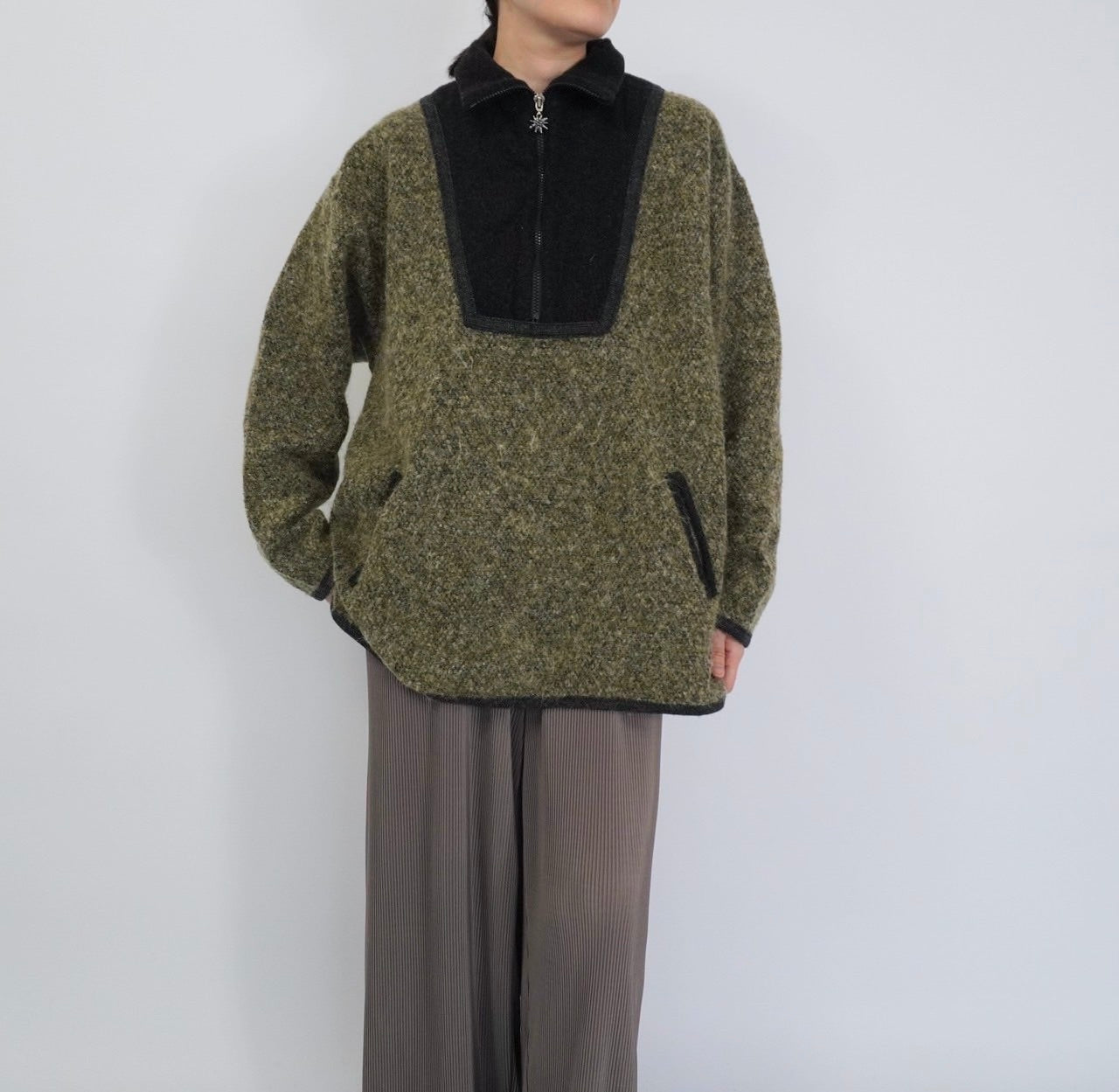 90s EURO Knit Fleece Pullover