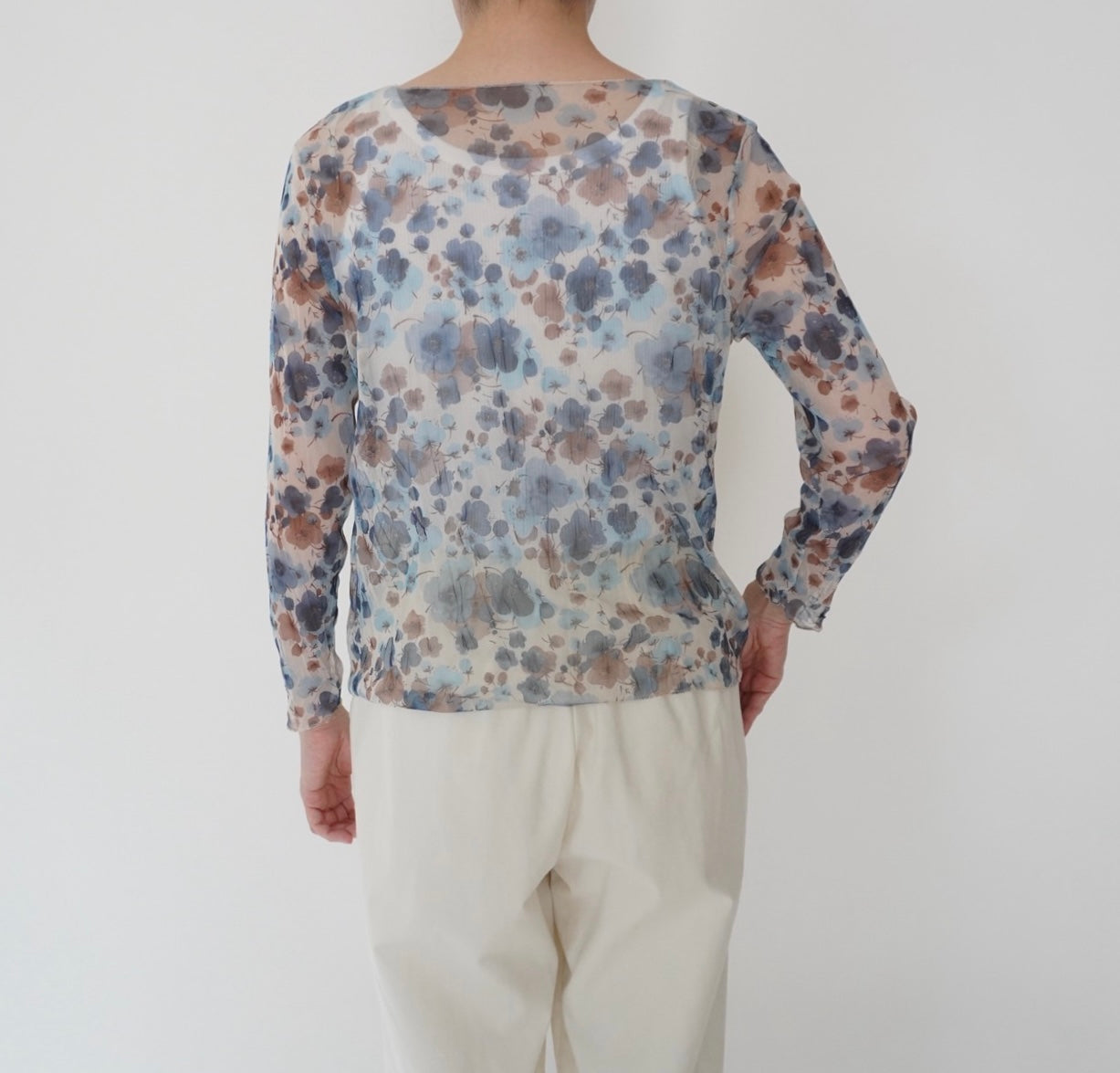 90s Floral Print Sheer Top